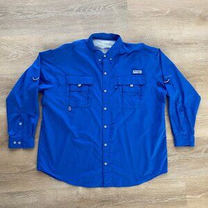 Columbia PFG Bahama II Shirt, Blue, Long Sleeve, XXL